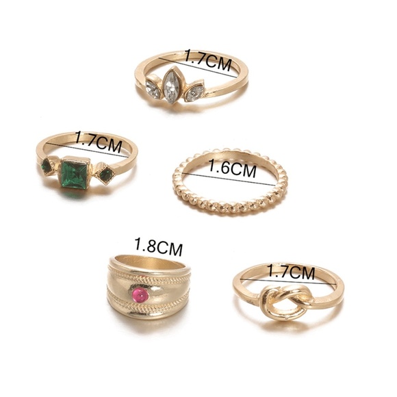 **HAVANA* 5-Pc Gold x Rhinestone Fashion Ring Set - Picture 6 of 6